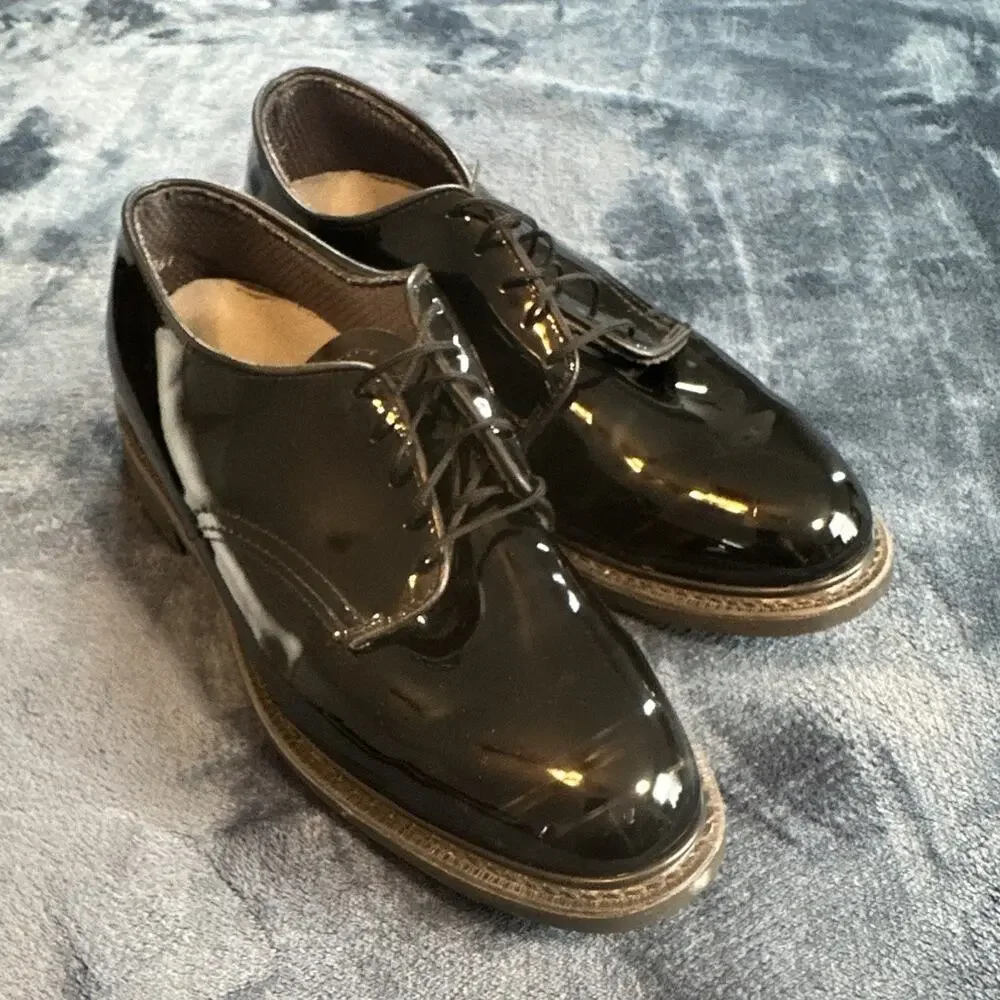 Men's Black USAF Patent Leather Lace-Up Dress Shoes Round Toe US 10